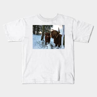 Scottish Highland Cattle Cow and Calf 1621 Kids T-Shirt